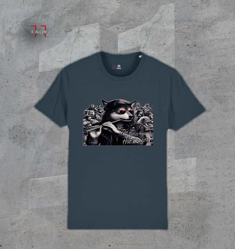 La-musica-amansa-a-las-fieras-II--antaracita CAMISETA personalizada impresa antracita la musica amansa a las fieras II