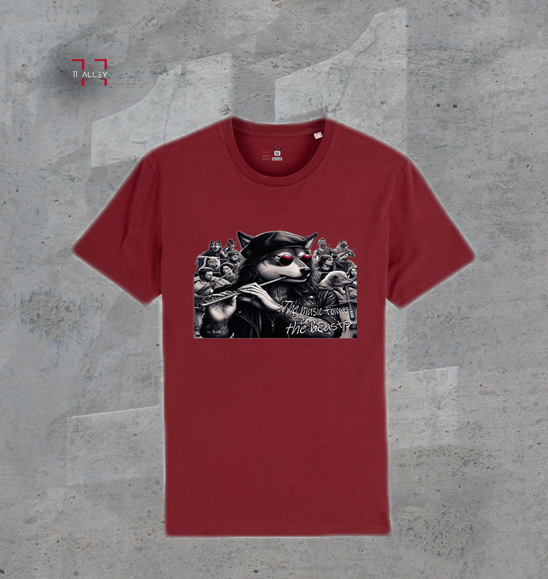 La-musica-amansa-a-las-fieras-II--burdeos CAMISETA personalizada impresa burdeos la musica amansa a las fieras II