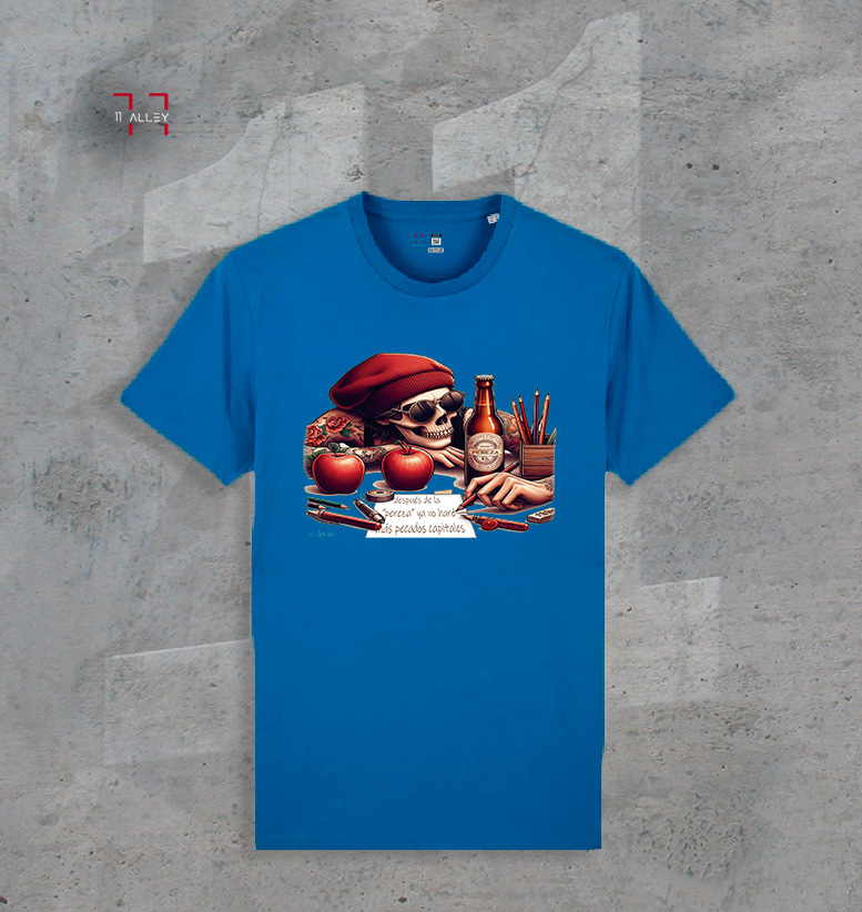 LA-PEREZA-I--azul-royal---mediano CAMISETA personalizada impresa azul royal PECADO CAPITAL LA PEREZA I