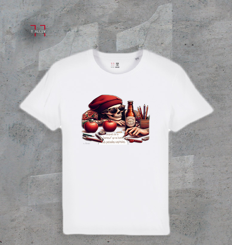 LA-PEREZA-I---blanca-mediano CAMISETA personalizada impresa blanca PECADO CAPITAL LA PEREZA