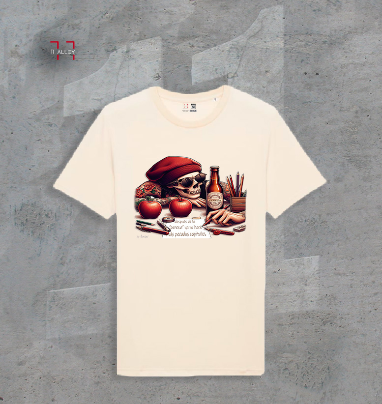 LA-PEREZA-I-----natural-mediano CAMISETA personalizada impresa natural PECADO CAPITAL LA PEREZA