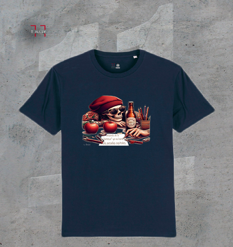 LA-PEREZA-I---navy--mediano CAMISETA personalizada impresa navy PECADO CAPITAL LA PEREZA